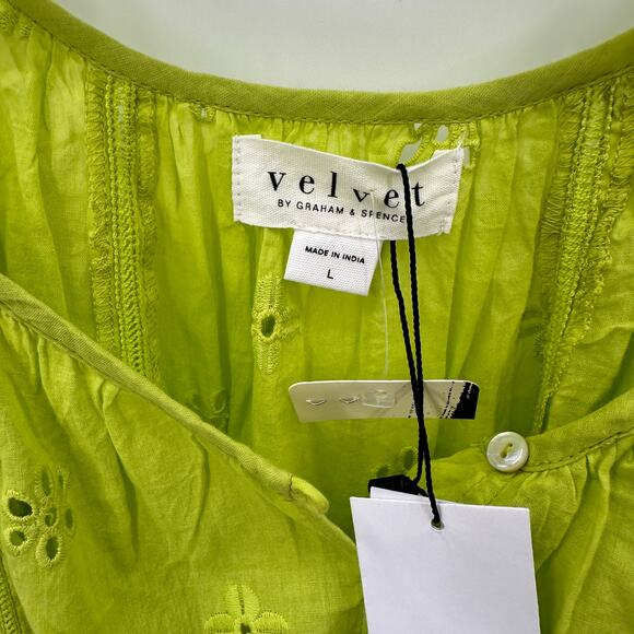 VELVET by GRAHAM & SPENCER NWT Coco Cotton Eyelet Ruffle Tank Blouse Top // L - Picture 10 of 14